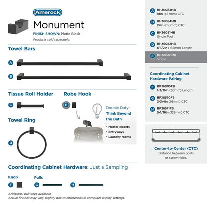 Appendiabiti singolo Amerock Monument Contemporary