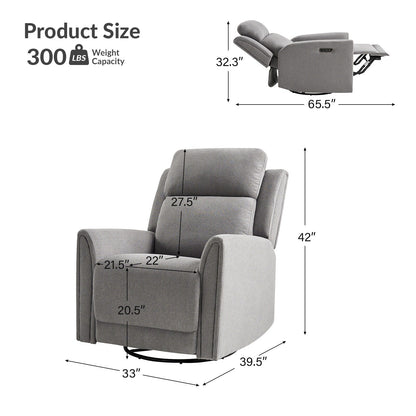 Poltrona reclinabile elettrica girevole e basculante Amin Contemporary con poggiatesta di HULALA HOME