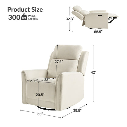 Poltrona reclinabile elettrica girevole e basculante Amin Contemporary con poggiatesta di HULALA HOME