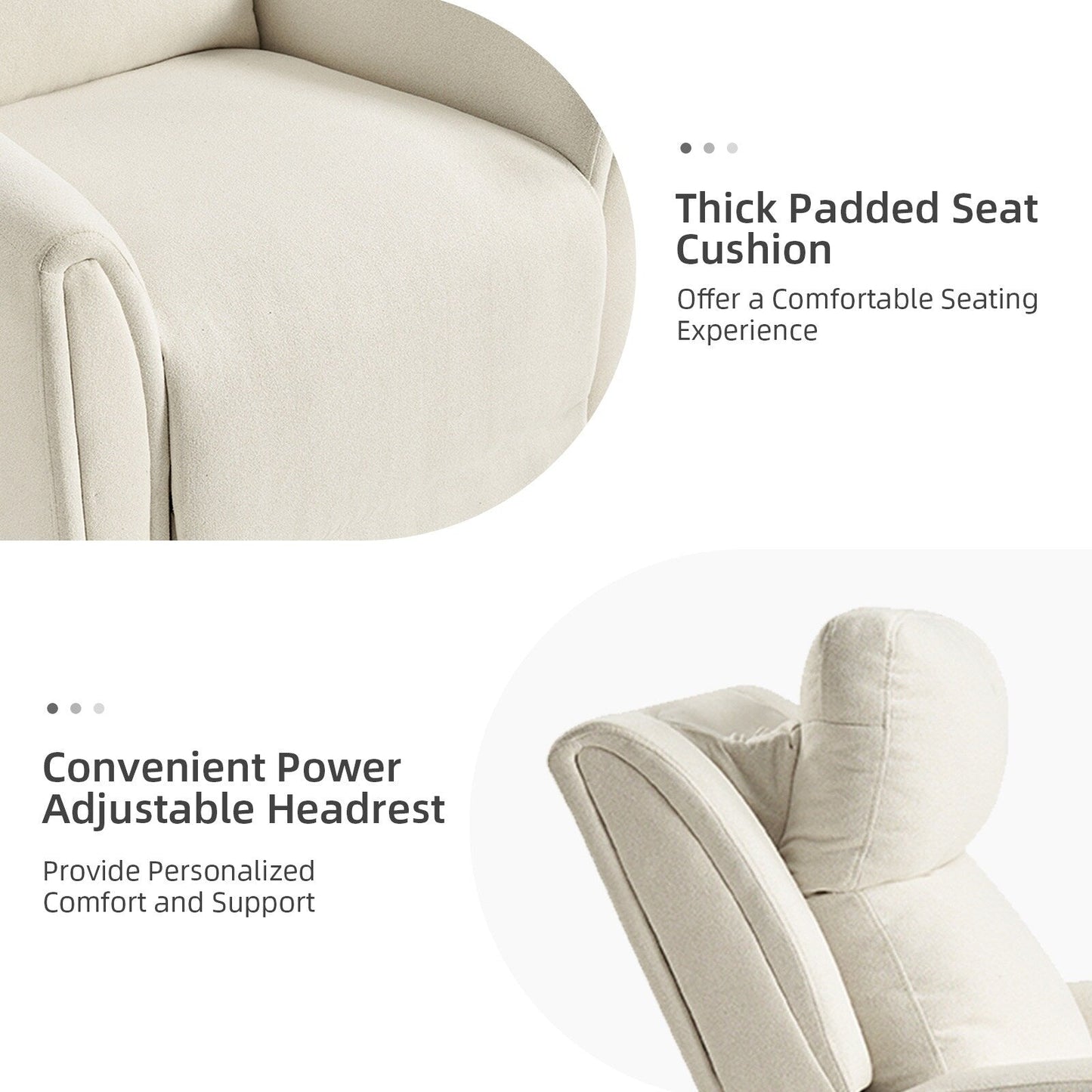 Poltrona reclinabile elettrica girevole e basculante Amin Contemporary con poggiatesta di HULALA HOME