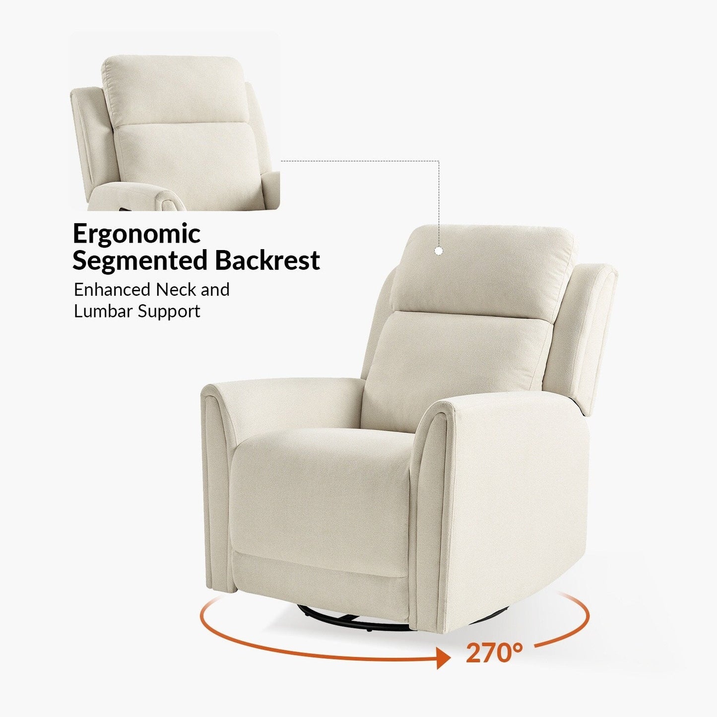 Poltrona reclinabile elettrica girevole e basculante Amin Contemporary con poggiatesta di HULALA HOME