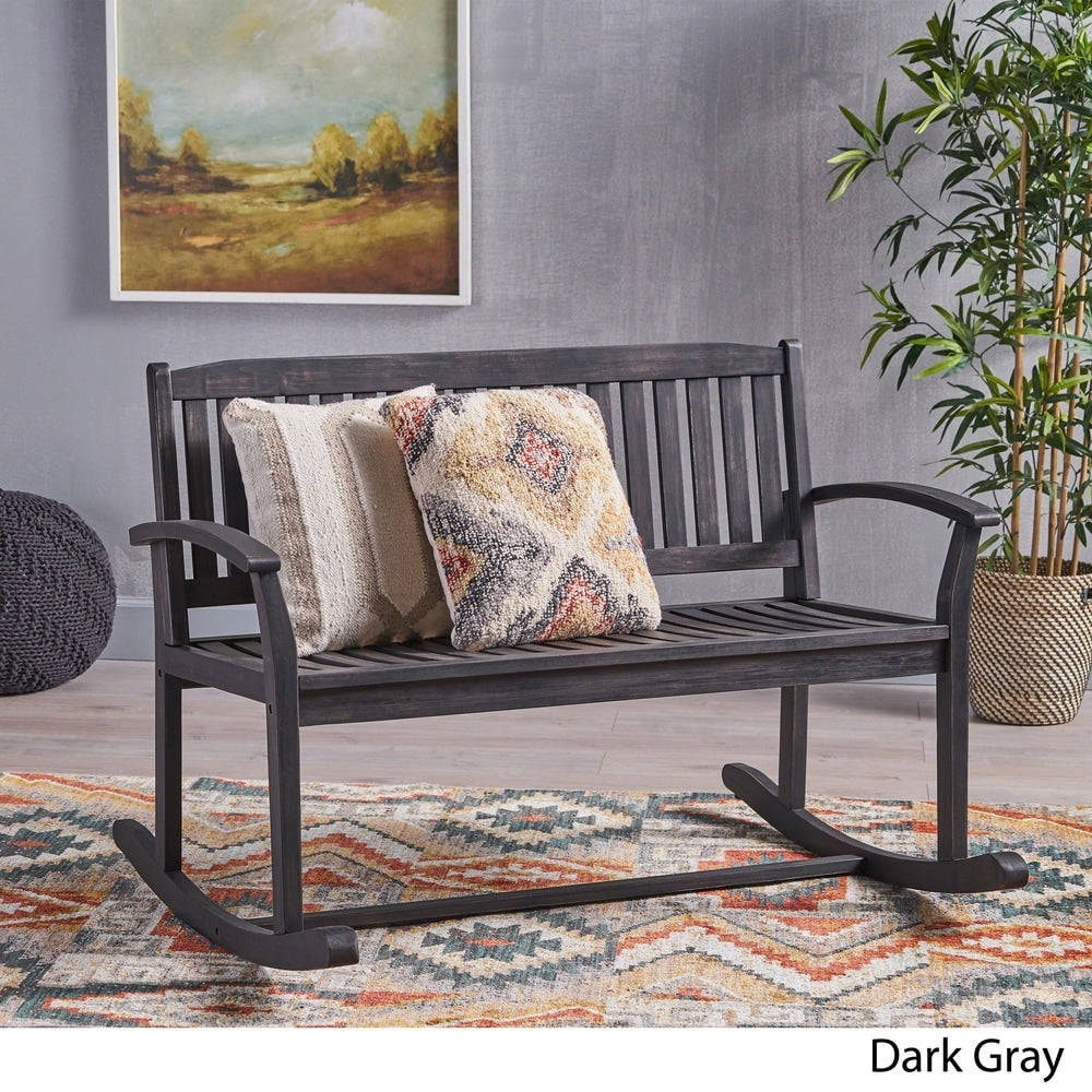 Sedia a dondolo da giardino in legno di acacia Amina di Christopher Knight Home