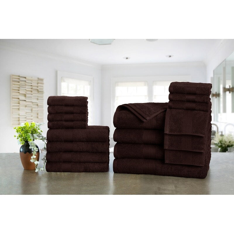 Lussuosi set di asciugamani da bagno in cotone 600 GSM di Ample Decor - Set da 18