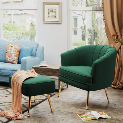 Poltrona Andeworld con poggiapiedi, poltrona laterale imbottita moderna singola, comoda poltrona da soggiorno Barrel Club