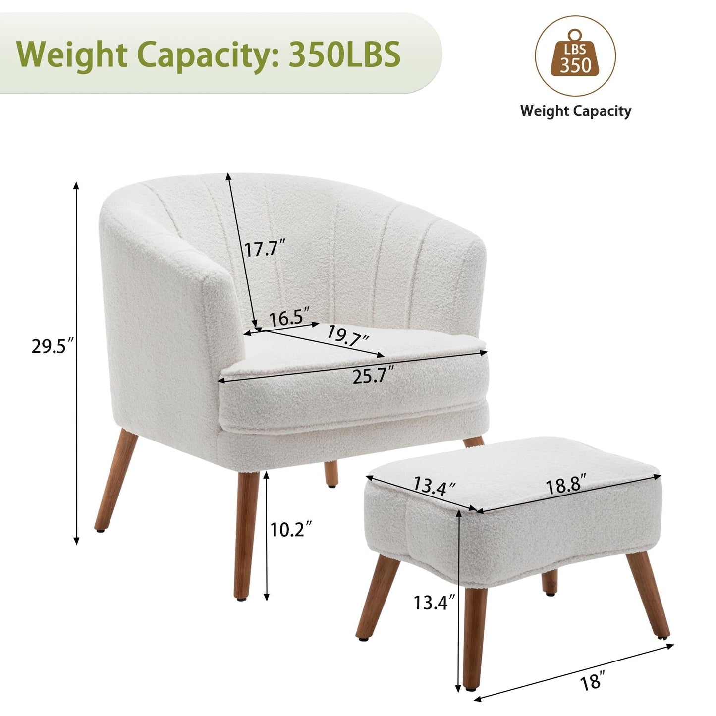 Poltrona Andeworld con poggiapiedi, poltrona laterale imbottita moderna singola, comoda poltrona da soggiorno Barrel Club