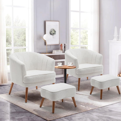 Poltrona Andeworld con poggiapiedi, poltrona laterale imbottita moderna singola, comoda poltrona da soggiorno Barrel Club