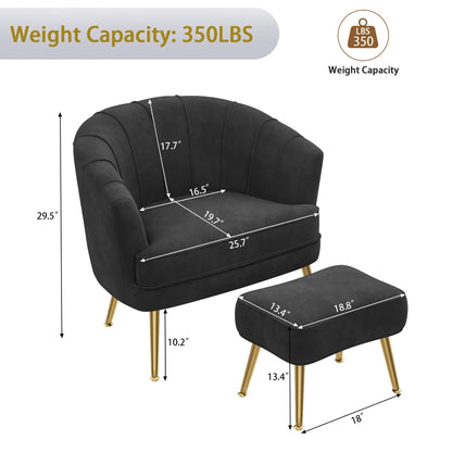 Poltrona Andeworld con poggiapiedi, poltrona laterale imbottita moderna singola, comoda poltrona da soggiorno Barrel Club