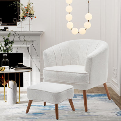 Poltrona Andeworld con poggiapiedi, poltrona laterale imbottita moderna singola, comoda poltrona da soggiorno Barrel Club