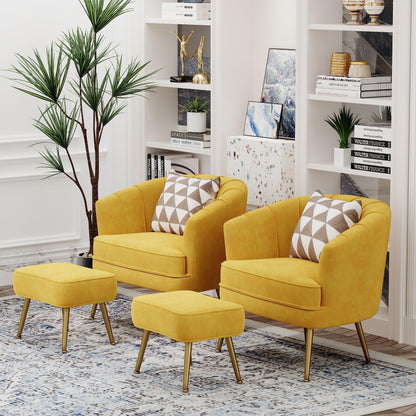 Poltrona Andeworld con poggiapiedi, poltrona laterale imbottita moderna singola, comoda poltrona da soggiorno Barrel Club