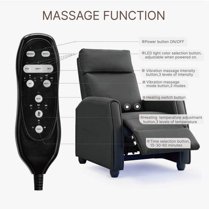 Poltrona reclinabile Andrea con luci a LED, massaggio riscaldante