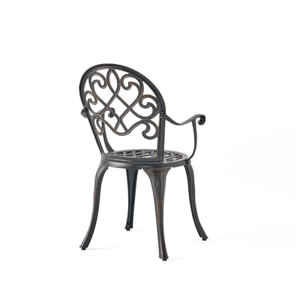 Christopher Knight Home Angeles Set da bistrot da esterno in alluminio pressofuso con secchiello per il ghiaccio incorporato