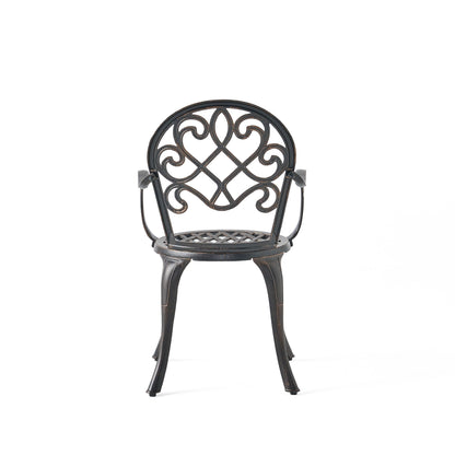 Christopher Knight Home Angeles Set da bistrot da esterno in alluminio pressofuso con secchiello per il ghiaccio incorporato