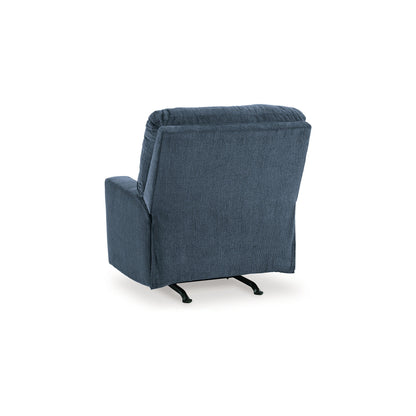 Poltrona reclinabile manuale Anise, con linguetta, in poliestere blu navy