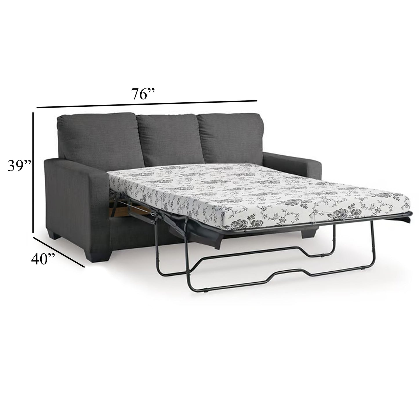 Divano letto Anise con letto matrimoniale estraibile, poliestere grigio peltro