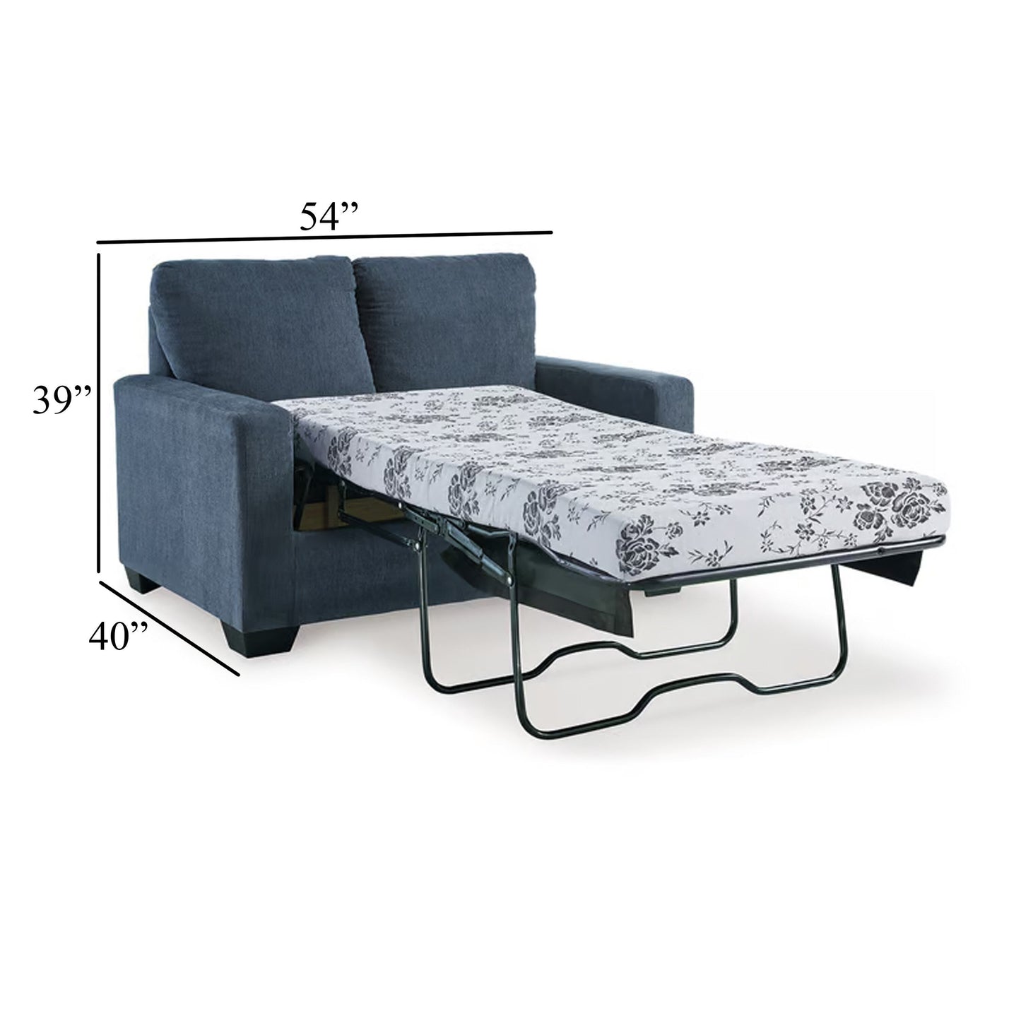 Divano letto Anise con letto estraibile singolo, poliestere blu navy