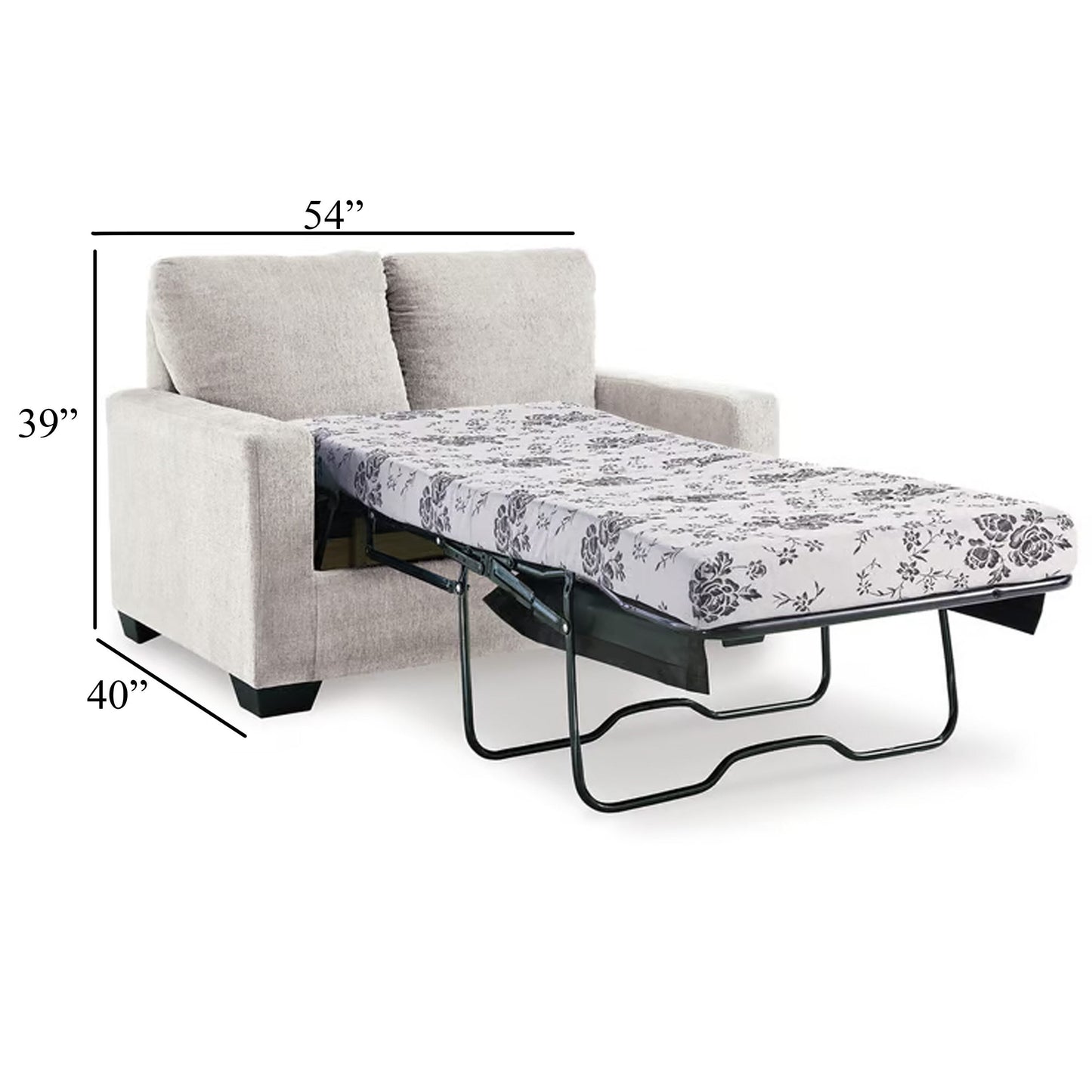 Divano letto Anise con letto estraibile singolo, poliestere bianco neve