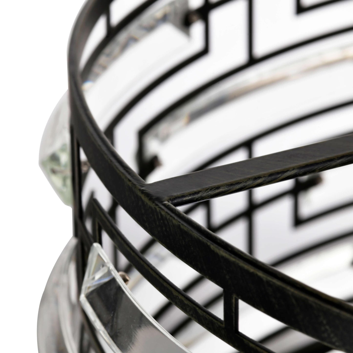 Lampadario Anita Drum Shade con prisma in vetro trasparente