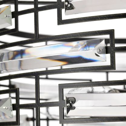 Lampadario Anita Drum Shade con prisma in vetro trasparente