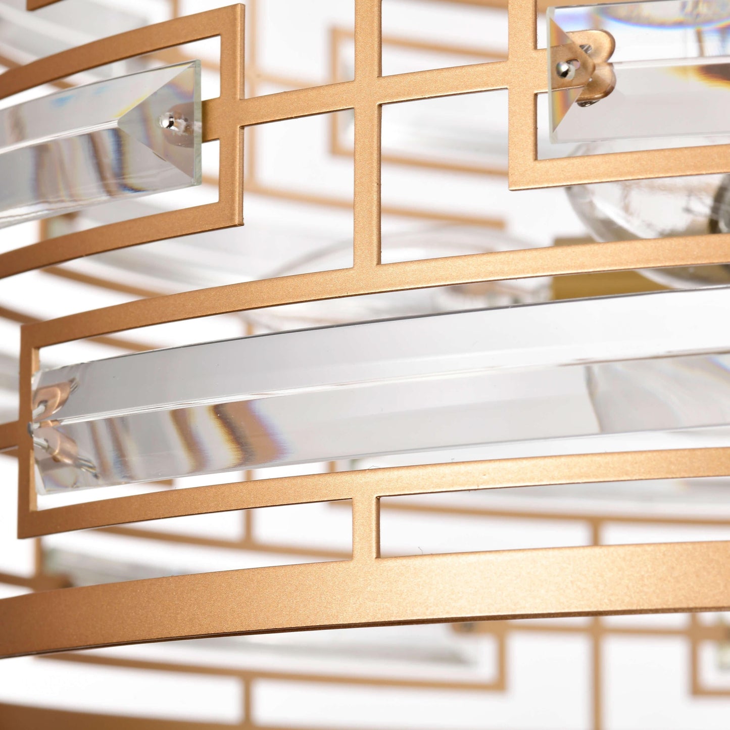 Lampadario Anita Drum Shade con prisma in vetro trasparente