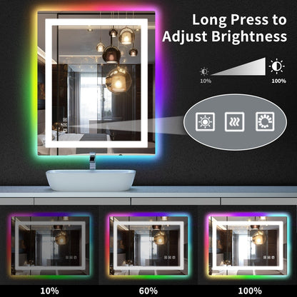 Specchio da bagno antiappannamento retroilluminato RGB e frontale a LED