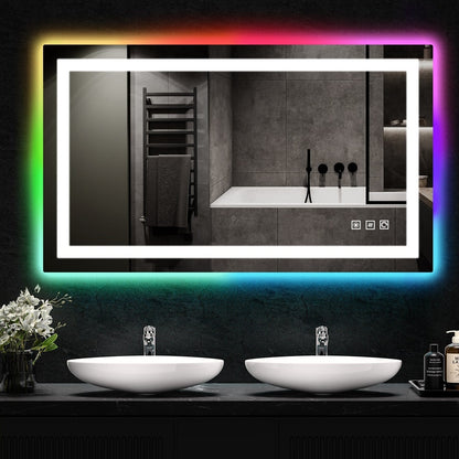 Specchio da bagno antiappannamento retroilluminato RGB e frontale a LED