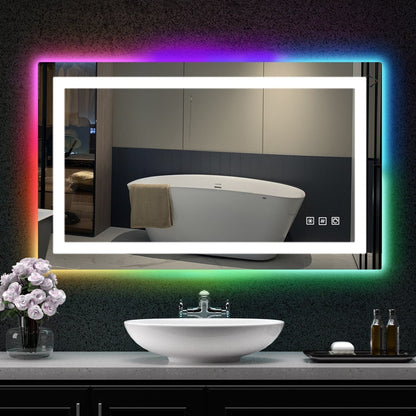 Specchio da bagno antiappannamento retroilluminato RGB e frontale a LED