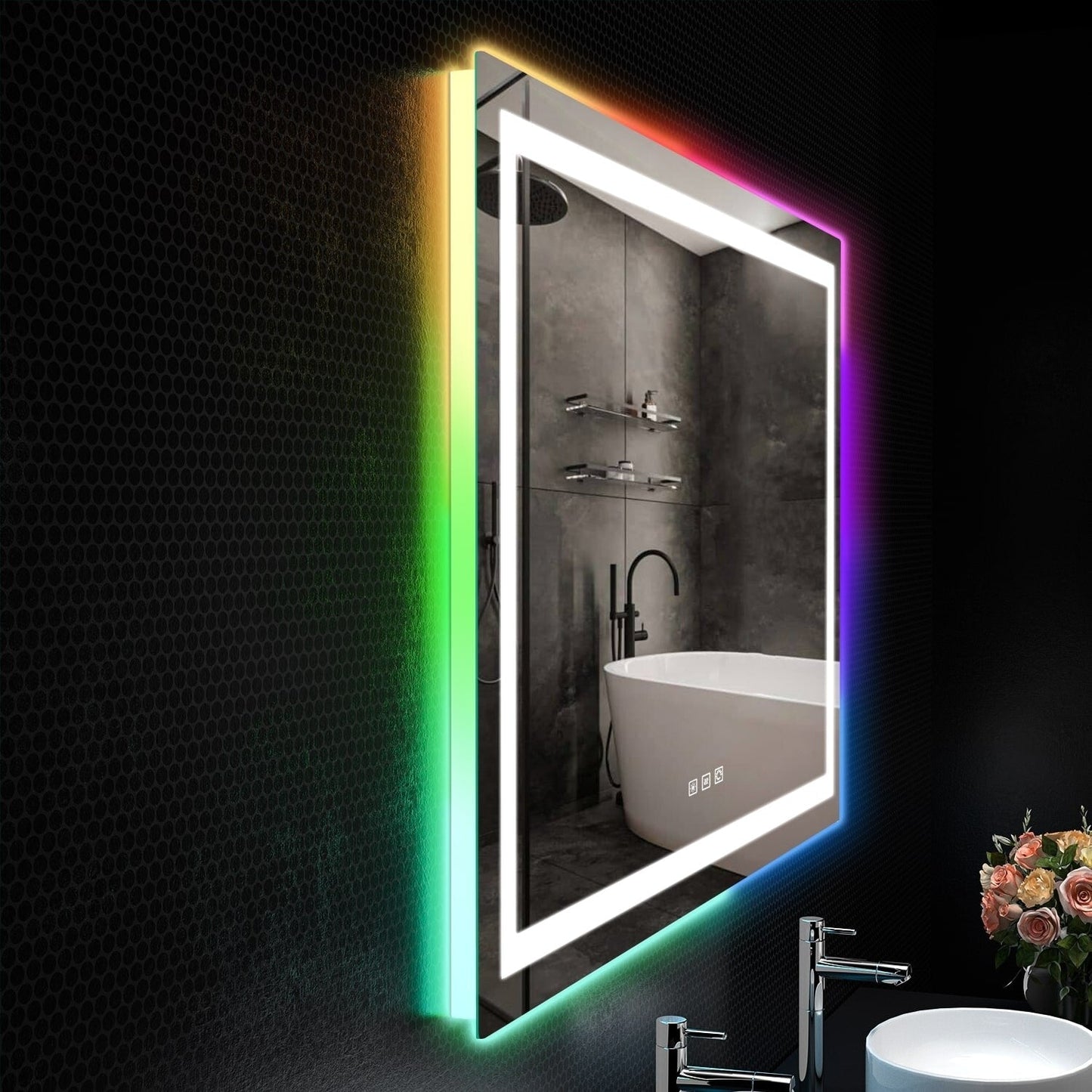 Specchio da bagno antiappannamento retroilluminato RGB e frontale a LED