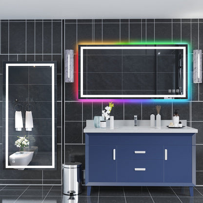 Specchio da bagno antiappannamento retroilluminato RGB e frontale a LED