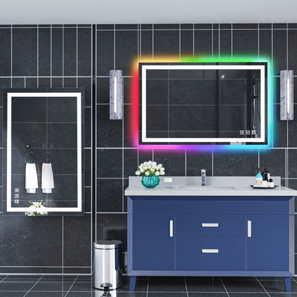 Specchio da bagno antiappannamento retroilluminato RGB e frontale a LED