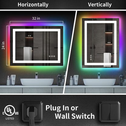 Specchio da bagno antiappannamento retroilluminato RGB e frontale a LED