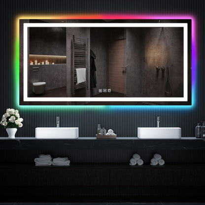 Specchio da bagno antiappannamento retroilluminato RGB e frontale a LED