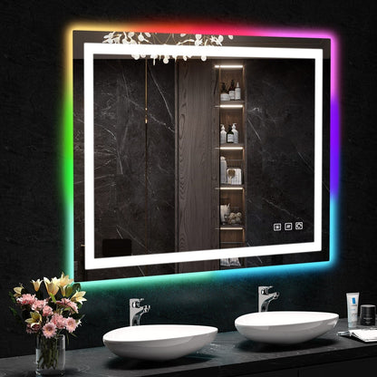 Specchio da bagno antiappannamento retroilluminato RGB e frontale a LED