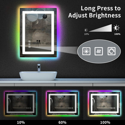 Specchio da bagno antiappannamento retroilluminato RGB e frontale a LED