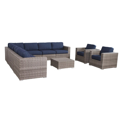 LSI Outdoor Set di divani Sunbrella blu navy da 10 pezzi con cuscini