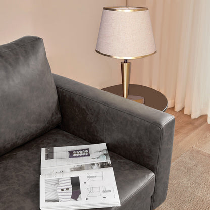 Divani a due posti in similpelle nera anticata Mid Century Modern 65 con struttura in legno massello e cuscino imbottito per soggiorno