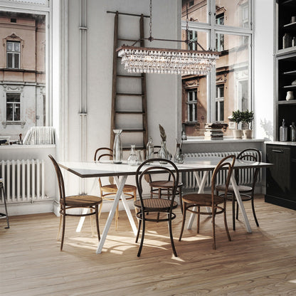 Lampada da cucina rettangolare a 6 luci in bronzo antico con cristalli pendenti - Bronzo antico