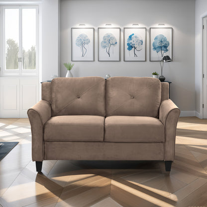 Divano a 3 posti in poliestere marrone antico 74,9 con struttura in legno massello e cuscino in spugna altamente elastica per soggiorno