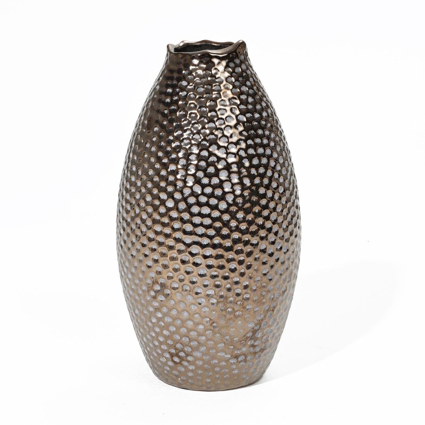 Vaso alto in terracotta antica con fossette color oro (singolo)