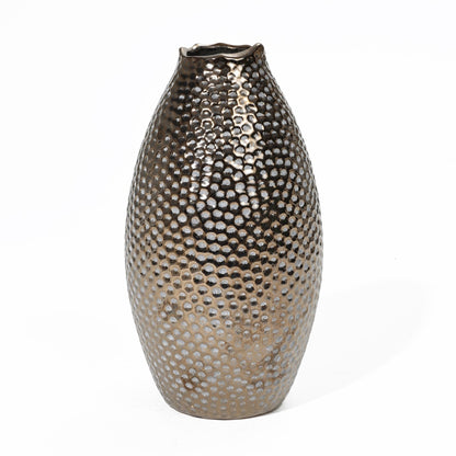 Vaso alto in terracotta antica con fossette color oro (singolo)