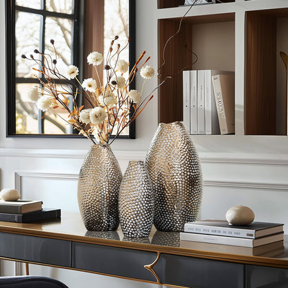 Vaso alto in terracotta antica con fossette color oro (singolo)