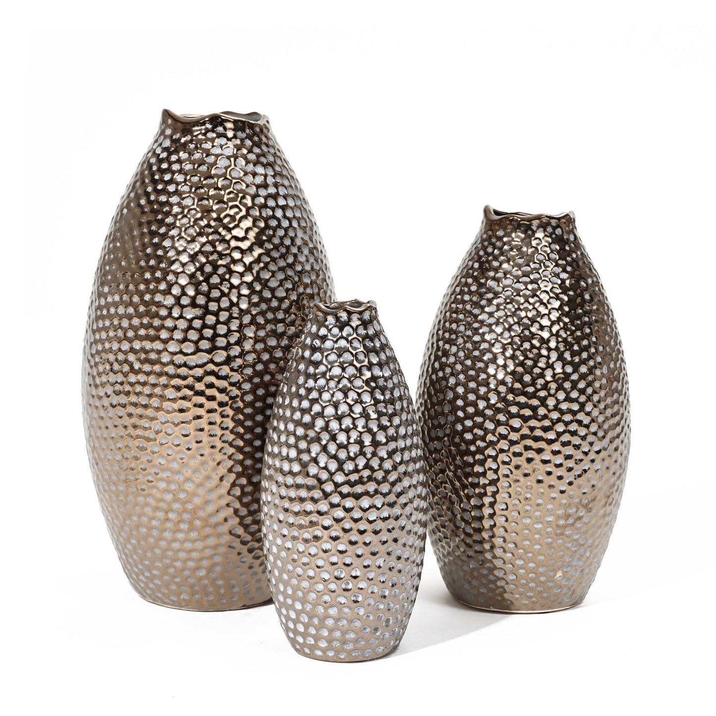 Vaso alto in terracotta antica con fossette color oro (singolo)