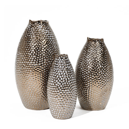 Vaso alto in terracotta antica con fossette color oro (singolo)