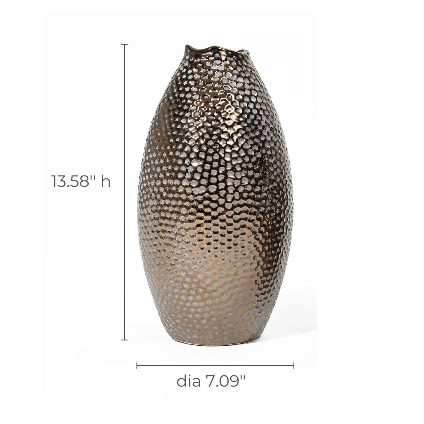 Vaso alto in terracotta antica con fossette color oro (singolo)