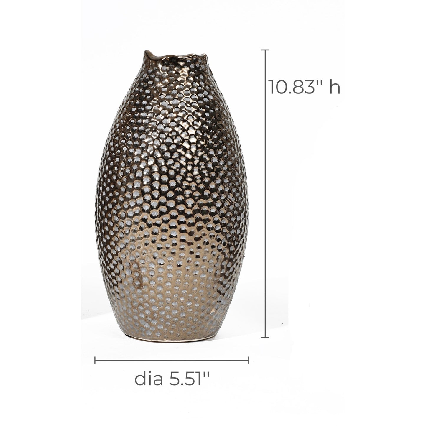 Vaso alto in terracotta antica con fossette color oro (singolo)