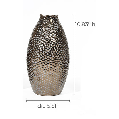 Vaso alto in terracotta antica con fossette color oro (singolo)