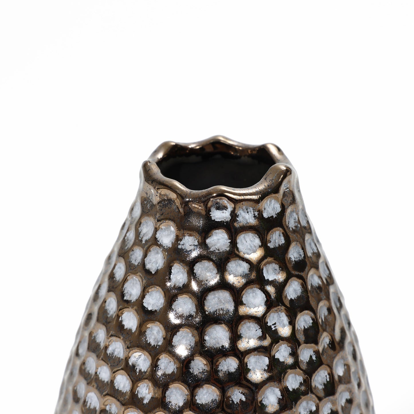 Vaso alto in terracotta antica con fossette color oro (singolo)