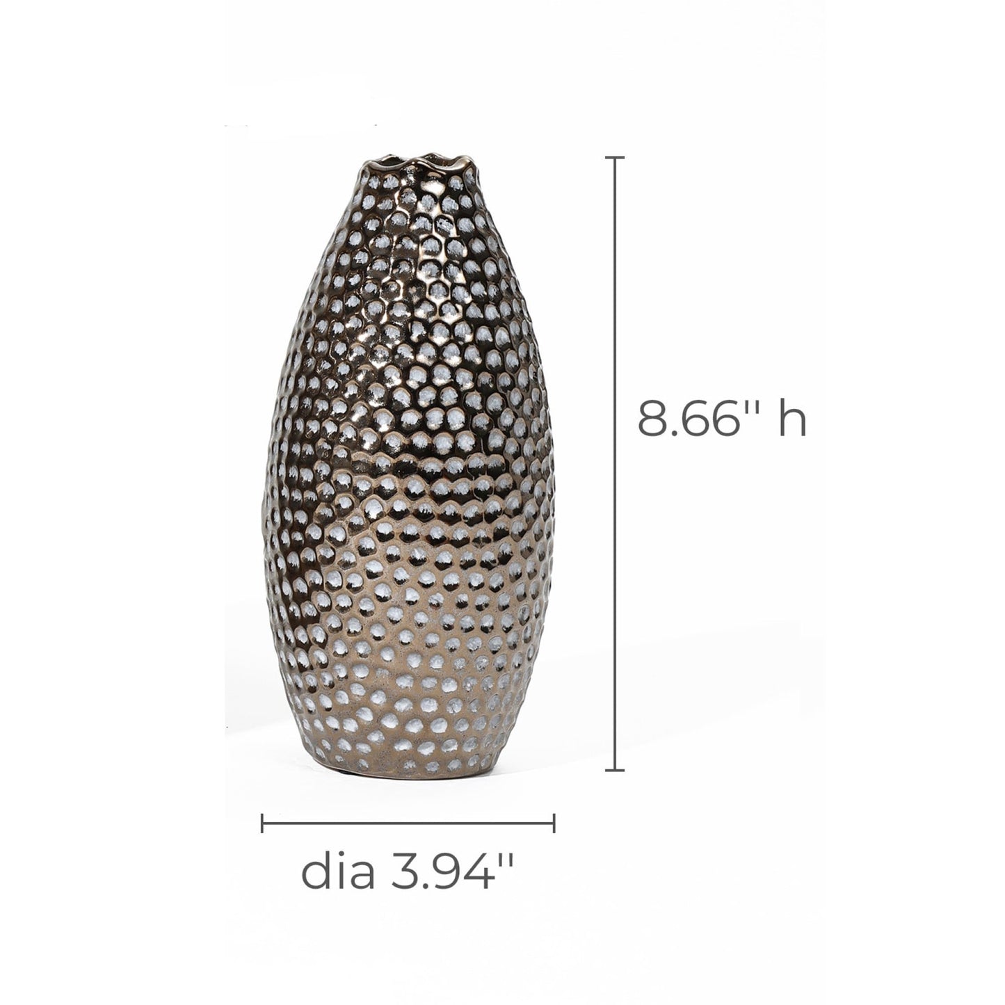 Vaso alto in terracotta antica con fossette color oro (singolo)