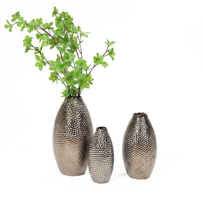 Vaso alto in terracotta antica con fossette color oro (singolo)