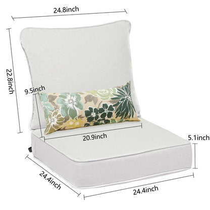 Set di 2 cuscini per sedute profonde da esterno per mobili da giardino Aoodor 24 x 24