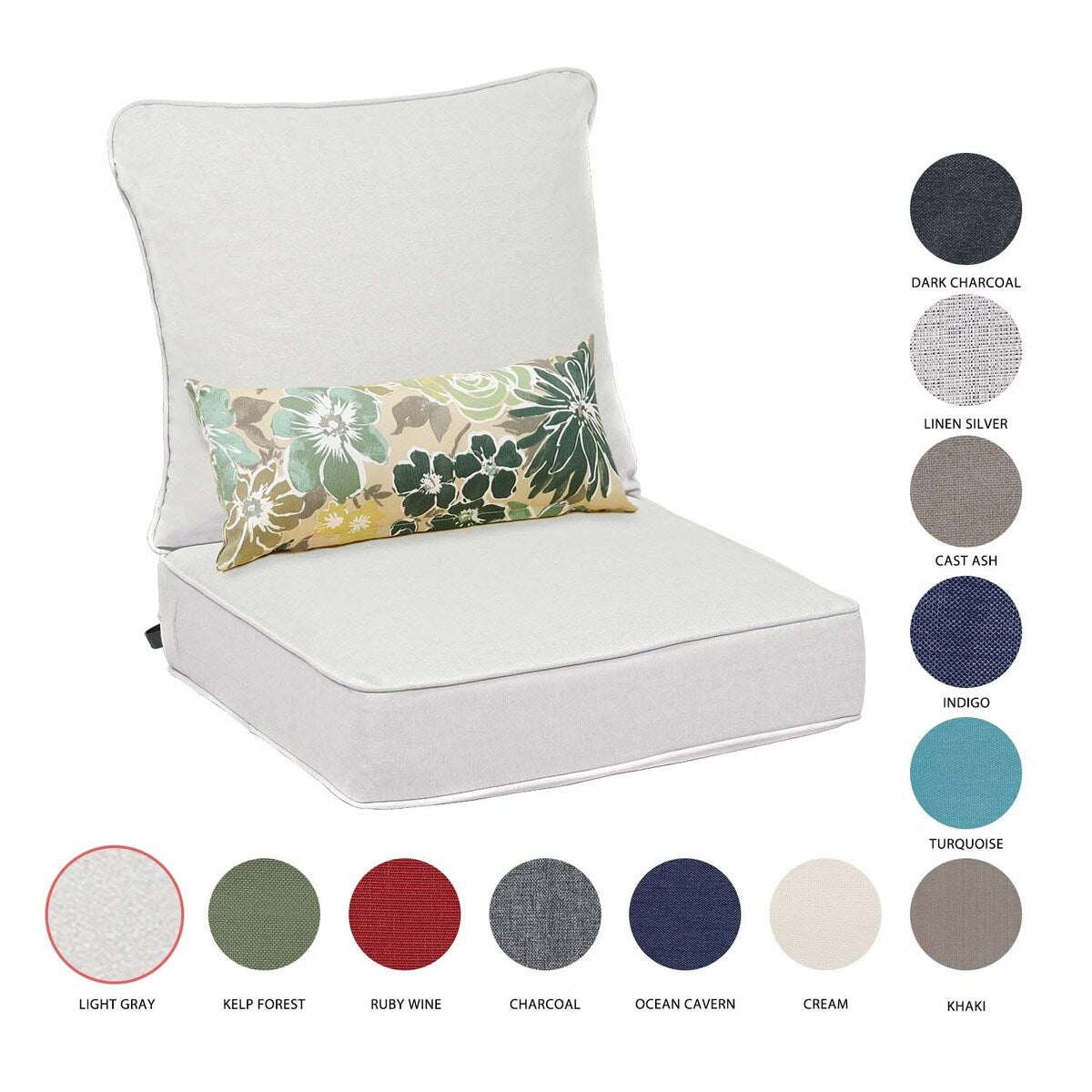 Set di 2 cuscini per sedute profonde da esterno per mobili da giardino Aoodor 24 x 24